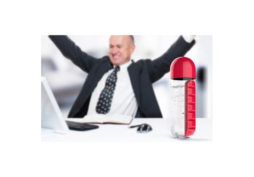ASOBU multifunkční týdenní dávkovací láhev Pill Organizer červená 600ml