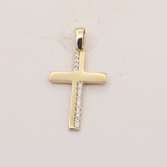Zlatý prívesok so zirkónmi krížik 2722LOT (585/1000) 0.85 g