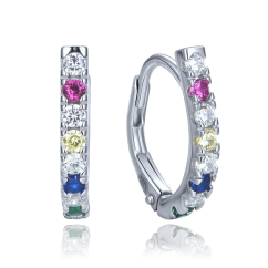 MINET Elegantné strieborné náušnice s rôznofarebnými zirkónmi
