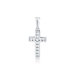 Zlatý přívěsek z bílého zlata se zirkony křížek ZP0401XJ70-8800 (585/1000) 0,88g