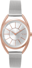 Stříbrno-růžové dámské hodinky MINET ICON SEMI ROSE GOLD MESH