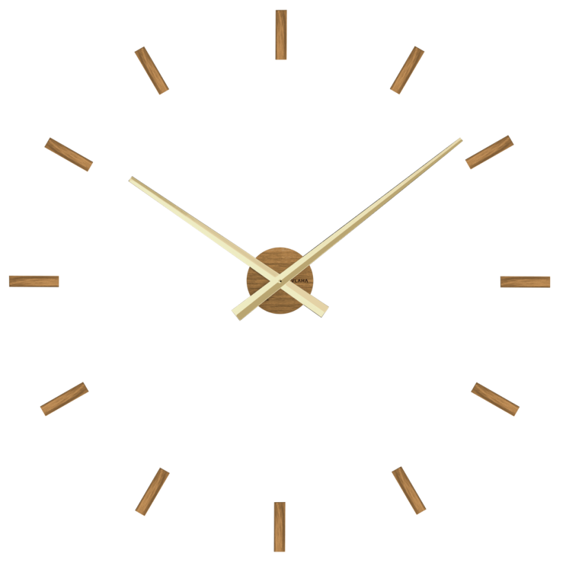 Dubové nalepovací hodiny VLAHA MINIMAL vyrobené v Čechách se zlatými ručkami
