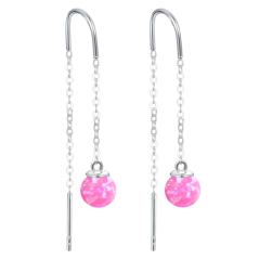 MINET Stříbrné náušnice hanging balls s růžovými opálky a zirkonem