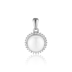 Stříbrný přívěsek se zirkony a perlou JVD SVLP2122XH2P100