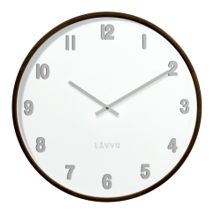 Tmavé drevené biele hodiny LAVVU FADE LCT4061