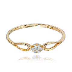 MINET Zlatý zásnubní prsten s bílými zirkony Au 585/1000 vel. 49 - 0,90g