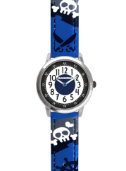 CLOCKKODIEL Svietiace modré chlapčenské hodinky PIRÁTI