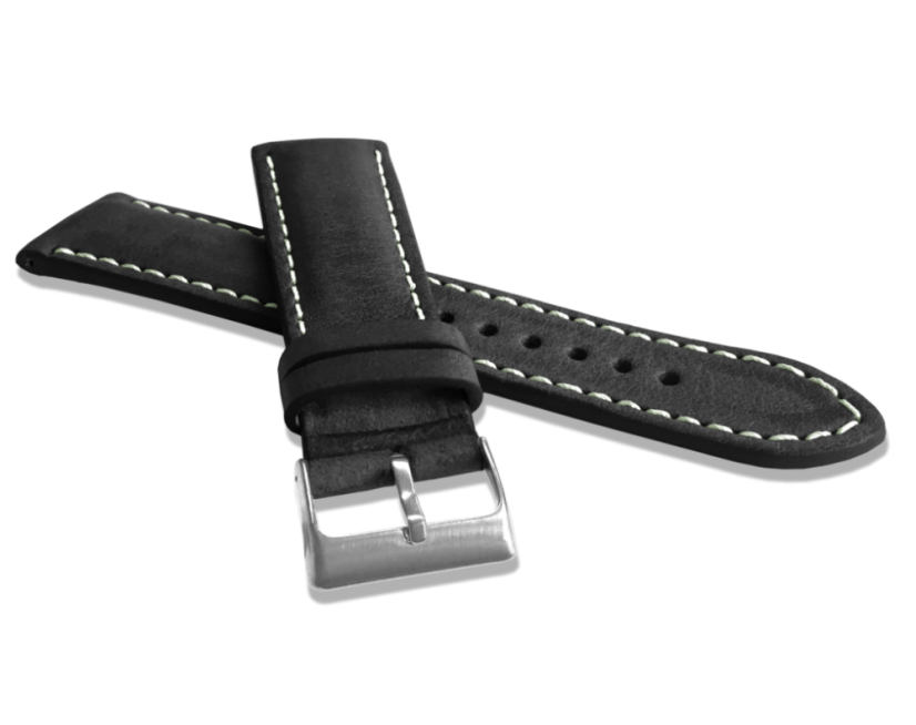 LAVVU Prírodne farbený čierny remienok NATURE z kože Top Grain - 24