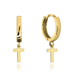 MINET Elegantné zlaté náušnice krížiky Au 585/1000 1,20g