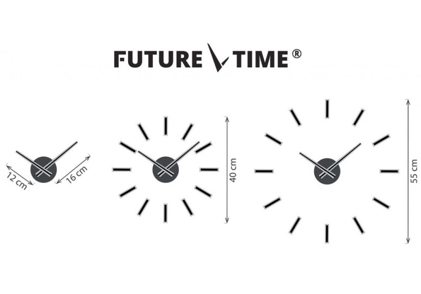 Dizajnové nalepovacie hodiny Future Time FT9400BK Modular black 40cm