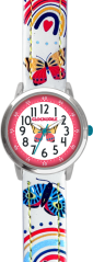 CLOCKKODIEL Biele dievčenské detské hodinky MOTÝĽ