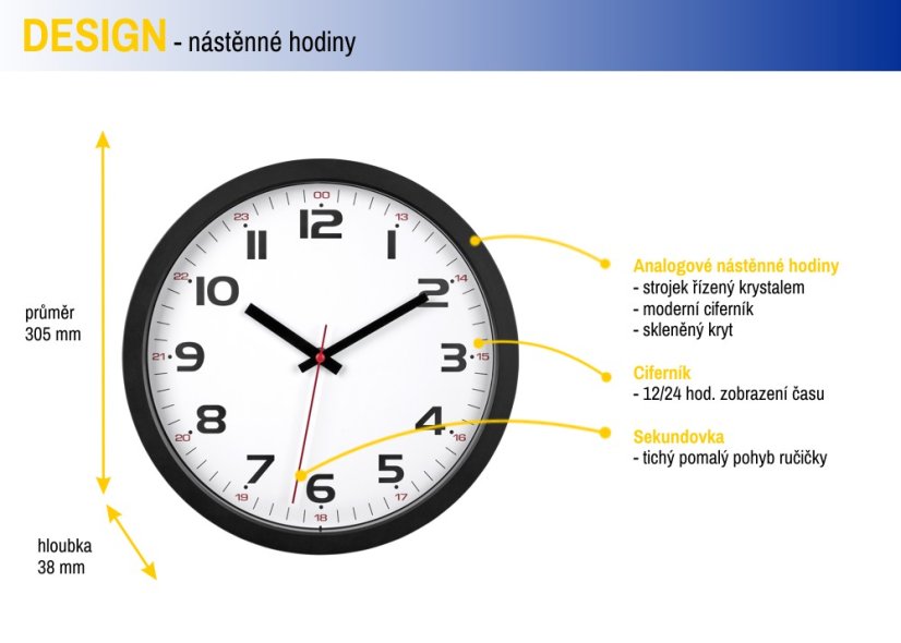 TFA 60.3050.01 - Nástenné hodiny - čierne