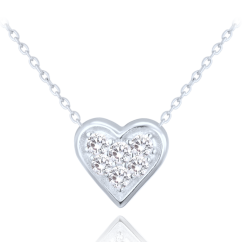 MINET Strieborný náhrdelník srdca s bielymi zirkónmi