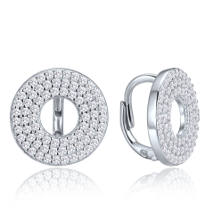 MINET Luxusné kruhové strieborné náušnice s bielymi zirkónmi