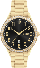 MINET Zlato-černé dámské hodinky Avenue s čísly