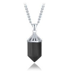 MINET Luxusní stříbrný náhrdelník obsidián