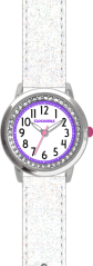 Bílé třpytivé dívčí dětské hodinky se kamínky CLOCKODILE SPARKLE