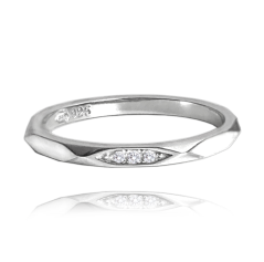 MINET+ Minimalistický snubní stříbrný prsten se zirkony vel. 61