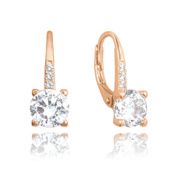 MINET Rose gold elegantné strieborné náušnice s bielym zirkónom
