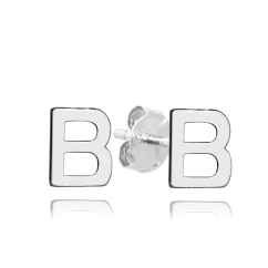 MINET Stříbrné náušnice písmeno "B"