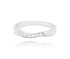Kroucený stříbrný prsten MINET s bílými zirkony vel. 59