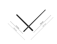 Čierne oblé hliníkové ručičky na hodiny 158 mm | 113 mm