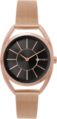 Růžovo-černé dámské hodinky MINET ICON ROSE GOLD BLACK MESH