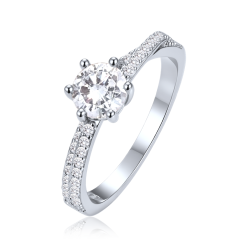 MINET Elegantný strieborný prsteň s bielym zirkónom veľ. 59