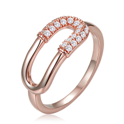MINET Luxusný rosegold strieborný prsteň so zirkónom veľ. 55