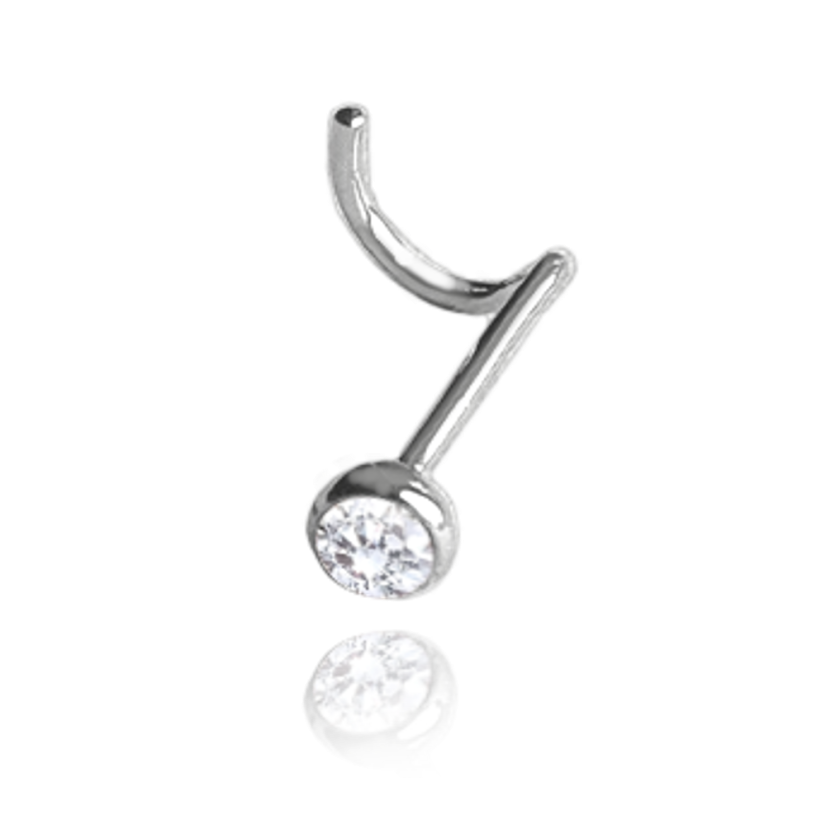 MINET Strieborný piercing do nosa so zirkónom