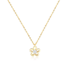 Pozlátený strieborný náhrdelník so zirkónom kytička JVD SVLN0554SH2GO42
