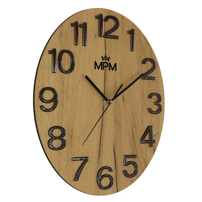 Nástenné hodiny s tichým chodom MPM Timber Simplicity - A - E07M.4222.5390