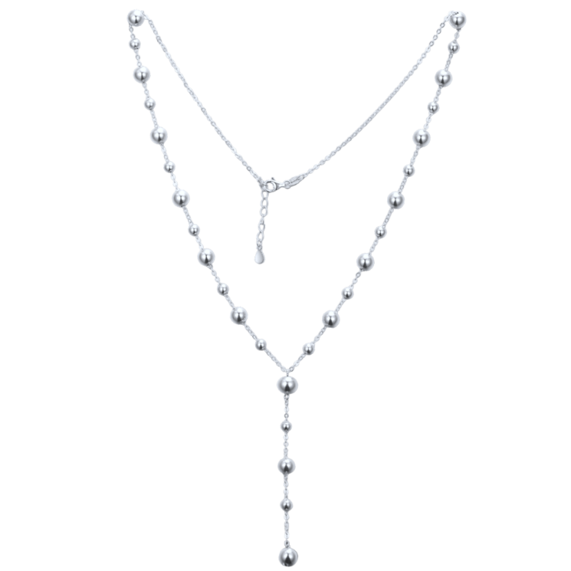 MINET Elegantný strieborný náhrdelník s guličkami