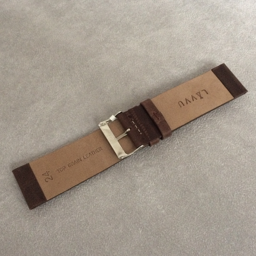 LAVVU Tmavo hnedý hladký remienok PLAIN z luxusnej kože Top Grain - 24