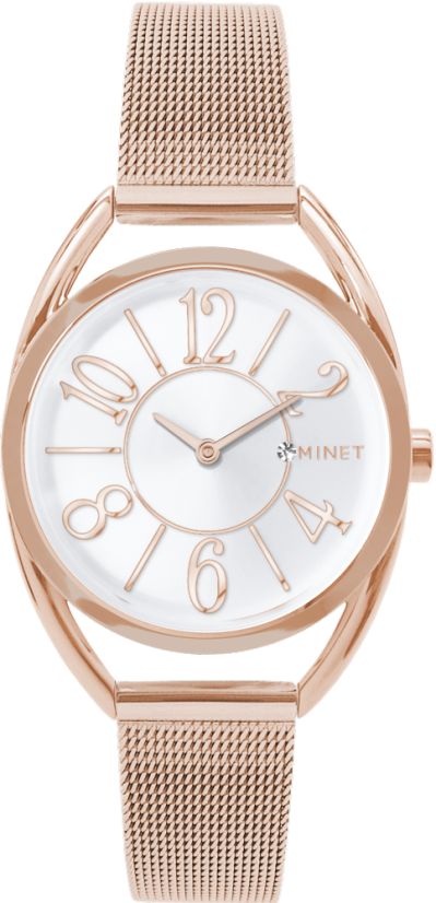 MINET Rose gold dámské hodinky ICON PINK MESH