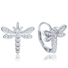 MINET Detský strieborný náhrdelník vážka so zirkónmi