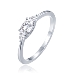 MINET Luxusní stříbrný prsten s bílými zirkony vel. 54