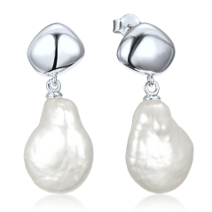 MINET Elegantní stříbrné náušnice s perlou