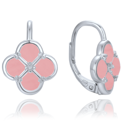 MINET Strieborné náušnice štvorlístky s jadeitom