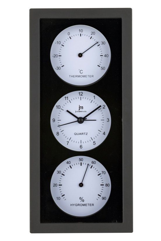 Nástenné-stolové hodiny s teplomerom a vlhkomerom JA7071BN Lowell 26cm