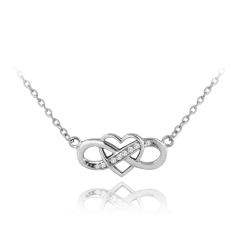 MINET Strieborný náhrdelník srdiečko s nekonečnom a zirkónmi