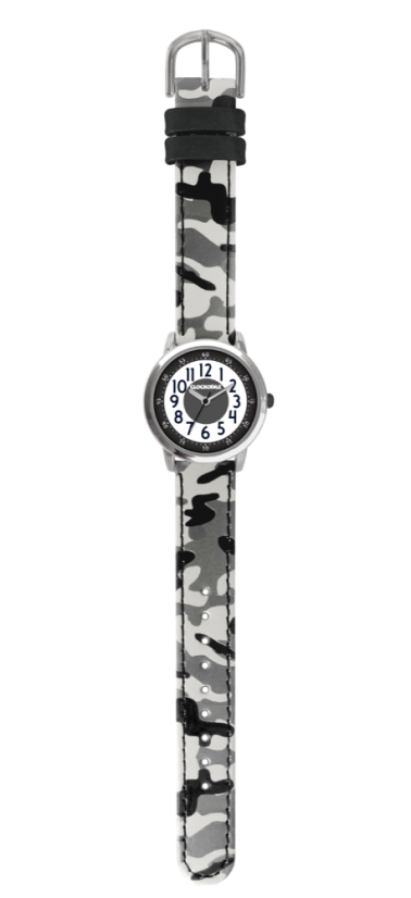 Svietiace šedé chlapčenské hodinky CLOCKODILE ARMY s maskáčovým vzorom CWB0032