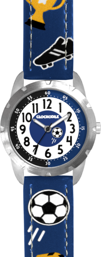CLOCKKODIEL Svietiace modré chlapčenské hodinky FUTBAL