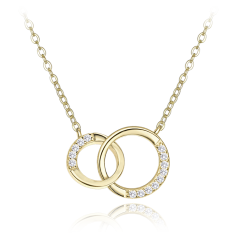 MINET Luxusný pozlátený strieborný náhrdelník s bielymi zirkónmi