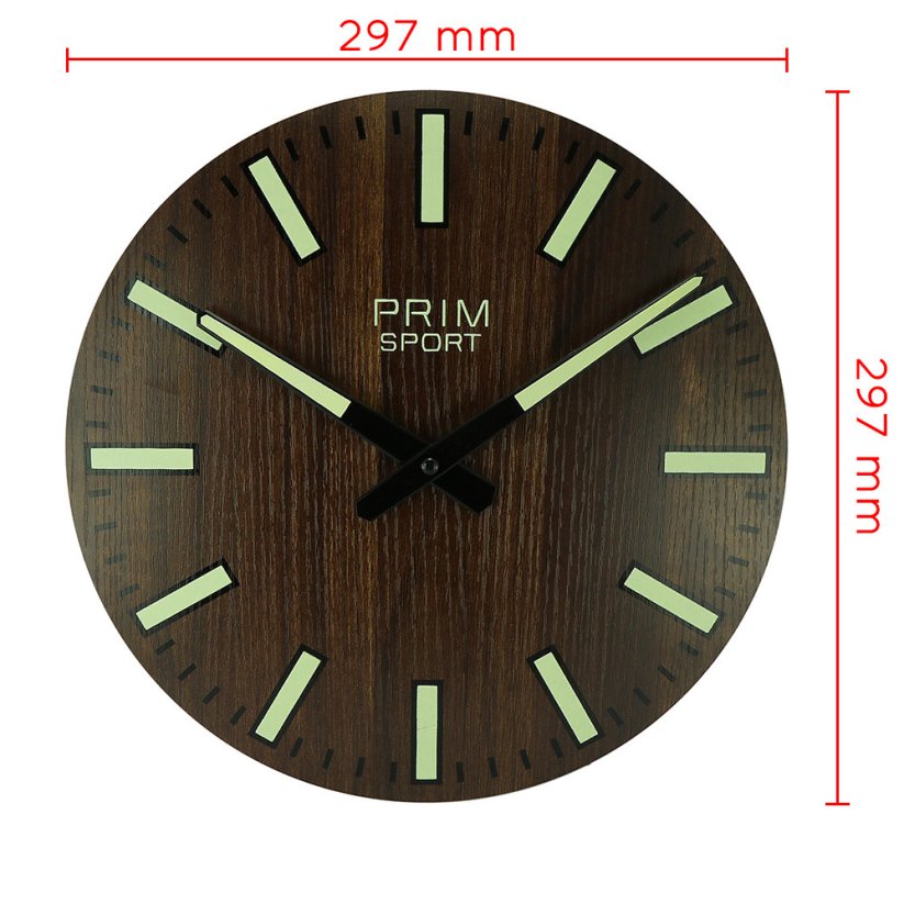 Dřevěné hodiny s tichým chodem PRIM Luminescent Sport II E01P.4131.5000