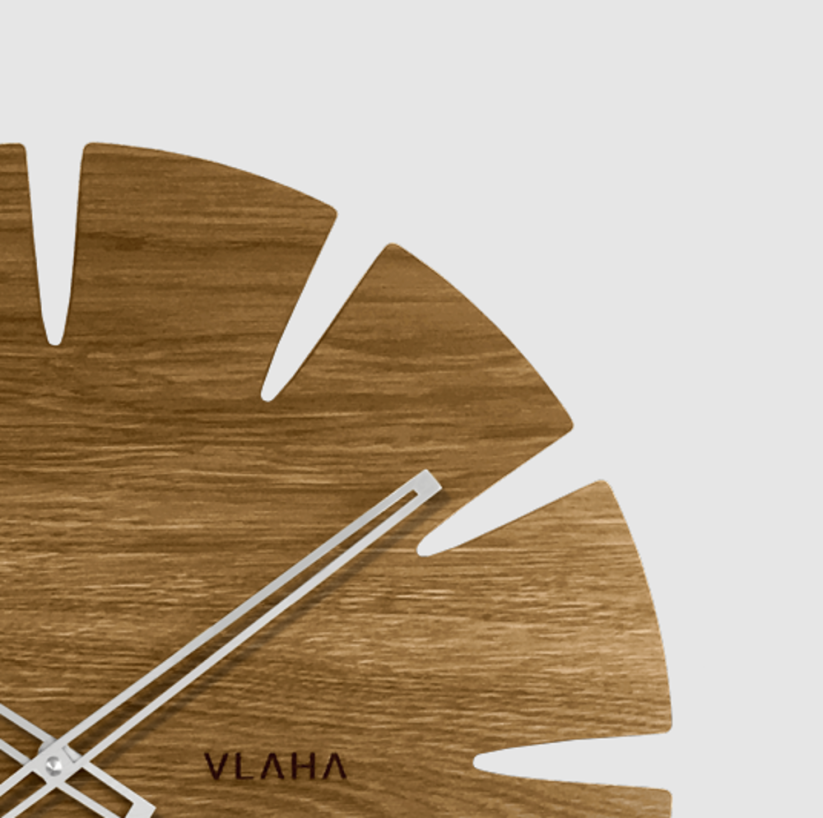 Velké dubové hodiny VLAHA ORIGINAL vyrobené v Čechách se stříbrnými ručkami VCT1031