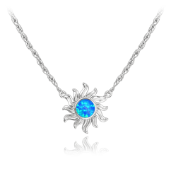 MINET Strieborný náhrdelník SLNKO s modrým opálom