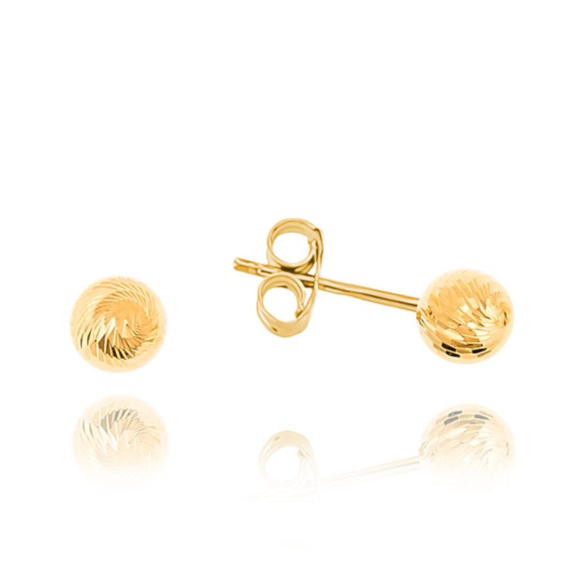 MINET Zlaté brúsené náušnice guličky Au 585/1000 0,80g