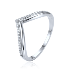 MINET Elegantný strieborný prsteň s bielym zirkónom veľ. 53