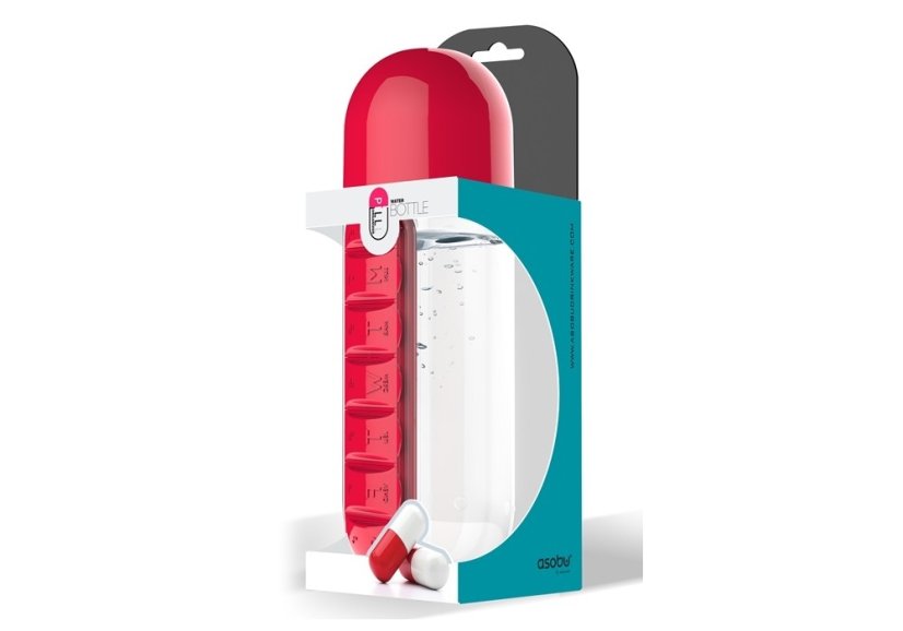ASOBU multifunkční týdenní dávkovací láhev Pill Organizer žlutá 600ml